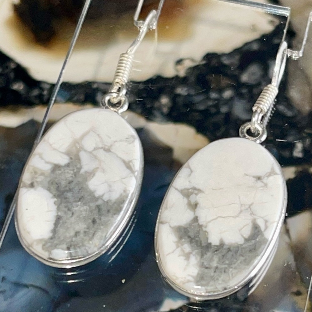 Howlite Magnesite Earrings 1 7/8”